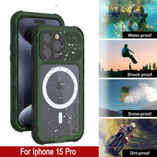 Load image into Gallery viewer, iPhone 15 Pro Metal Extreme 2.0 Series Aluminum Waterproof Case IP68 con Protector de Pantalla Incorporado [Verde Oscuro]
