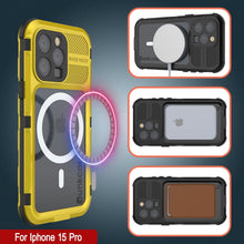 Load image into Gallery viewer, iPhone 15 Pro Metal Extreme 2.0 Series Aluminum Waterproof Case IP68 con protector de pantalla incorporado [Amarillo]
