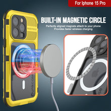 Load image into Gallery viewer, iPhone 15 Pro Metal Extreme 2.0 Series Aluminum Waterproof Case IP68 con protector de pantalla incorporado [Amarillo]
