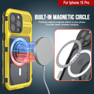iPhone 15 Pro Metal Extreme 2.0 Series Aluminum Waterproof Case IP68 con protector de pantalla incorporado [Amarillo]