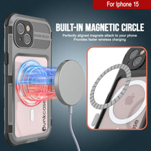 Cargar imagen en el visor de la galería, Funda impermeable de aluminio de la serie iPhone 15 Metal Extreme 2.0 con protector de pantalla incorporado IP68 [Plata]
