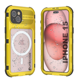 iPhone 15 Metal Extreme 2.0 Series, Funda Impermeable de Aluminio IP68 con Protector de Pantalla Incorporado [Amarillo]