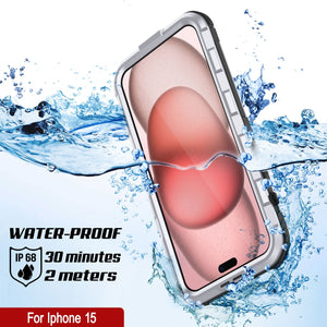 iPhone 15 Metal Extreme 2.0 Serie Funda de Aluminio Impermeable IP68 con Protector de Pantalla Incorporado [Blanco]