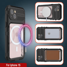 Cargar imagen en el visor de la galería, iPhone 15 Metal Extreme 2.0 Series Estuche impermeable de aluminio IP68 con protector de pantalla incorporado [Negro]
 
iPhone 15 Funda de Aluminio de la Serie Metal Extreme 2.0 a prueba de agua IP68 con Protector de Pantalla Incorporado [Negro]
