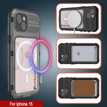 Cargar imagen en el visor de la galería, Funda impermeable de aluminio de la serie iPhone 15 Metal Extreme 2.0 con protector de pantalla incorporado IP68 [Plata]

