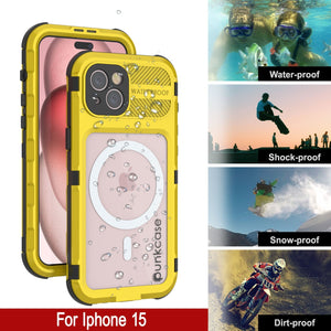 iPhone 15 Metal Extreme 2.0 Series, Funda Impermeable de Aluminio IP68 con Protector de Pantalla Incorporado [Amarillo]