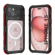 Cargar imagen en el visor de la galería, El estuche impermeable iPhone 15 Serie Metal Extreme 2.0 de aluminio IP68 con protector de pantalla incorporado [Negro-Rojo]

