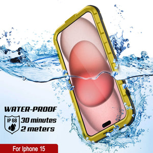 iPhone 15 Metal Extreme 2.0 Series, Funda Impermeable de Aluminio IP68 con Protector de Pantalla Incorporado [Amarillo]