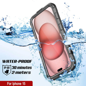Funda impermeable de aluminio de la serie iPhone 15 Metal Extreme 2.0 con protector de pantalla incorporado IP68 [Plata]