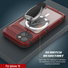 Cargar imagen en el visor de la galería, Funda resistente al agua de aluminio de la Serie Metal Extreme 2.0 para iPhone 15, IP68 con protector de pantalla incorporado [Rojo-Negro]
