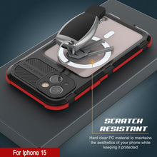 Cargar imagen en el visor de la galería, El estuche impermeable iPhone 15 Serie Metal Extreme 2.0 de aluminio IP68 con protector de pantalla incorporado [Negro-Rojo]
