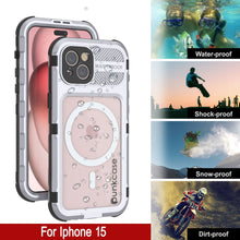 Cargar imagen en el visor de la galería, iPhone 15 Metal Extreme 2.0 Serie Funda de Aluminio Impermeable IP68 con Protector de Pantalla Incorporado [Blanco]
