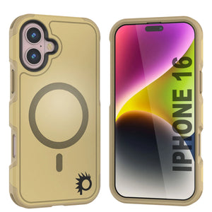 Funda PunkCase para iPhone 16, [Serie Spartan 2.0], transparente, resistente y duradera, con protector de pantalla incorporado [amarillo]