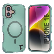 Cargar imagen en el visor de la galería, Funda PunkCase para iPhone 16, [Serie Spartan 2.0], transparente, resistente y duradera, con protector de pantalla incorporado [verde azulado]
