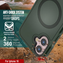 Cargar imagen en el visor de la galería, Funda PunkCase para iPhone 16, [Serie Spartan 2.0], transparente, resistente y duradera, con protector de pantalla incorporado [verde oscuro]
