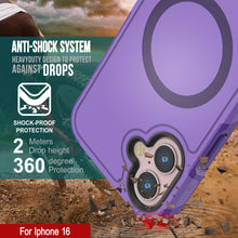 Cargar imagen en el visor de la galería, Funda PunkCase para iPhone 16, [Serie Spartan 2.0], transparente, resistente y duradera, con protector de pantalla incorporado [púrpura]
