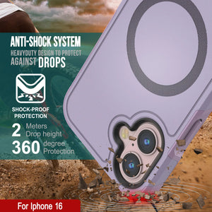 Funda PunkCase para iPhone 16, [Serie Spartan 2.0], transparente, resistente y duradera, con protector de pantalla incorporado [lila]