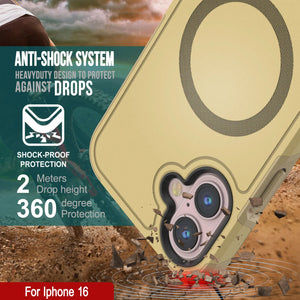 Funda PunkCase para iPhone 16, [Serie Spartan 2.0], transparente, resistente y duradera, con protector de pantalla incorporado [amarillo]