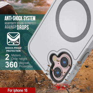 Funda PunkCase para iPhone 16, [Serie Spartan 2.0], transparente, resistente y duradera, con protector de pantalla incorporado [blanco]