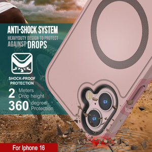 Funda PunkCase para iPhone 16, [Serie Spartan 2.0], transparente, resistente y duradera, con protector de pantalla incorporado [rosa]