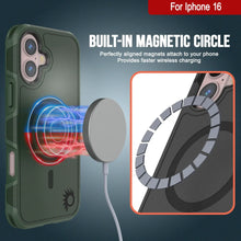 Cargar imagen en el visor de la galería, Funda PunkCase para iPhone 16, [Serie Spartan 2.0], transparente, resistente y duradera, con protector de pantalla incorporado [verde oscuro]

