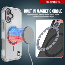 Cargar imagen en el visor de la galería, Funda PunkCase para iPhone 16, [Serie Spartan 2.0], transparente, resistente y duradera, con protector de pantalla incorporado [blanco]
