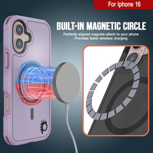Funda PunkCase para iPhone 16, [Serie Spartan 2.0], transparente, resistente y duradera, con protector de pantalla incorporado [lila]