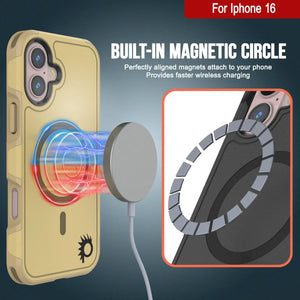 Funda PunkCase para iPhone 16, [Serie Spartan 2.0], transparente, resistente y duradera, con protector de pantalla incorporado [amarillo]