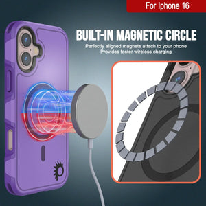 Funda PunkCase para iPhone 16, [Serie Spartan 2.0], transparente, resistente y duradera, con protector de pantalla incorporado [púrpura]