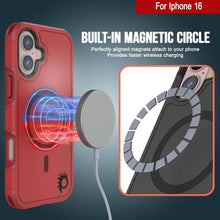 Cargar imagen en el visor de la galería, Funda PunkCase para iPhone 16, [Serie Spartan 2.0], transparente, resistente y duradera, con protector de pantalla incorporado [rojo]

