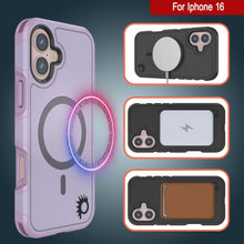 Cargar imagen en el visor de la galería, Funda PunkCase para iPhone 16, [Serie Spartan 2.0], transparente, resistente y duradera, con protector de pantalla incorporado [lila]
