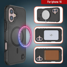 Cargar imagen en el visor de la galería, Funda PunkCase para iPhone 16, [Serie Spartan 2.0], transparente, resistente y duradera, con protector de pantalla incorporado [negro]
