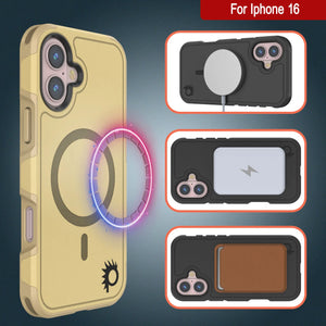 Funda PunkCase para iPhone 16, [Serie Spartan 2.0], transparente, resistente y duradera, con protector de pantalla incorporado [amarillo]