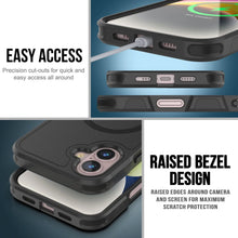 Cargar imagen en el visor de la galería, Funda PunkCase para iPhone 16, [Serie Spartan 2.0], transparente, resistente y duradera, con protector de pantalla incorporado [negro]
