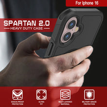 Cargar imagen en el visor de la galería, Funda PunkCase para iPhone 16, [Serie Spartan 2.0], transparente, resistente y duradera, con protector de pantalla incorporado [negro]
