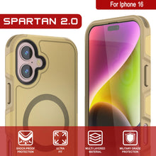 Cargar imagen en el visor de la galería, Funda PunkCase para iPhone 16, [Serie Spartan 2.0], transparente, resistente y duradera, con protector de pantalla incorporado [amarillo]
