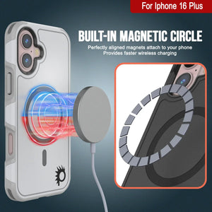 Funda PunkCase para iPhone 16 Plus, [Serie Spartan 2.0], transparente, resistente y duradera, con protector de pantalla incorporado [blanco]