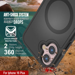 Funda PunkCase para iPhone 16 Plus, [Serie Spartan 2.0], transparente, resistente y duradera, con protector de pantalla incorporado [negro]