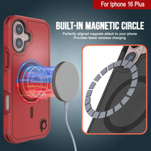 Cargar imagen en el visor de la galería, Funda PunkCase para iPhone 16 Plus, [Serie Spartan 2.0], transparente, resistente y duradera, con protector de pantalla incorporado [rojo]
