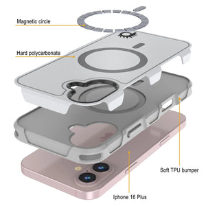 Funda PunkCase para iPhone 16 Plus, [Serie Spartan 2.0], transparente, resistente y duradera, con protector de pantalla incorporado [blanco]