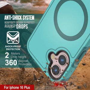 Funda PunkCase para iPhone 16 Plus, [Serie Spartan 2.0], transparente, resistente y duradera, con protector de pantalla incorporado [azul]