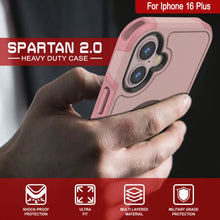 Cargar imagen en el visor de la galería, Funda PunkCase para iPhone 16 Plus, [Serie Spartan 2.0], transparente, resistente y duradera, con protector de pantalla incorporado [rosa]
