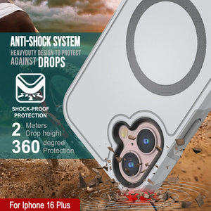Funda PunkCase para iPhone 16 Plus, [Serie Spartan 2.0], transparente, resistente y duradera, con protector de pantalla incorporado [blanco]