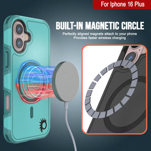 Funda PunkCase para iPhone 16 Plus, [Serie Spartan 2.0], transparente, resistente y duradera, con protector de pantalla incorporado [azul]