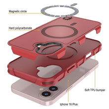 Cargar imagen en el visor de la galería, Funda PunkCase para iPhone 16 Plus, [Serie Spartan 2.0], transparente, resistente y duradera, con protector de pantalla incorporado [rojo]
