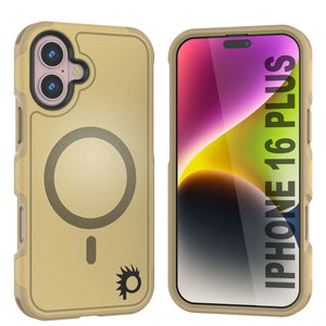 Funda PunkCase para iPhone 16 Plus, [Serie Spartan 2.0], transparente, resistente y duradera, con protector de pantalla incorporado [amarillo]