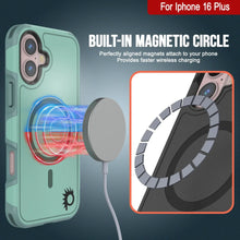 Cargar imagen en el visor de la galería, Funda PunkCase para iPhone 16 Plus, [Serie Spartan 2.0], transparente, resistente y duradera, con protector de pantalla incorporado [verde azulado]
