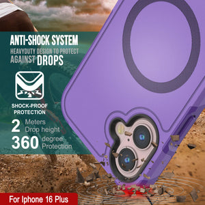 Funda PunkCase para iPhone 16 Plus, [Serie Spartan 2.0], transparente, resistente y duradera, con protector de pantalla incorporado [púrpura]