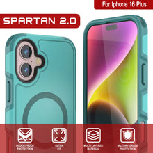 Cargar imagen en el visor de la galería, Funda PunkCase para iPhone 16 Plus, [Serie Spartan 2.0], transparente, resistente y duradera, con protector de pantalla incorporado [azul]
