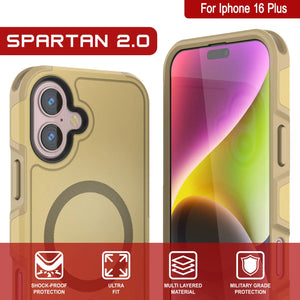 Funda PunkCase para iPhone 16 Plus, [Serie Spartan 2.0], transparente, resistente y duradera, con protector de pantalla incorporado [amarillo]